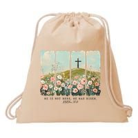 He Is Risen Christian Wildflower Happy Easter Drawstring Bag