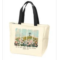 He Is Risen Christian Wildflower Happy Easter Zip Tote Bag