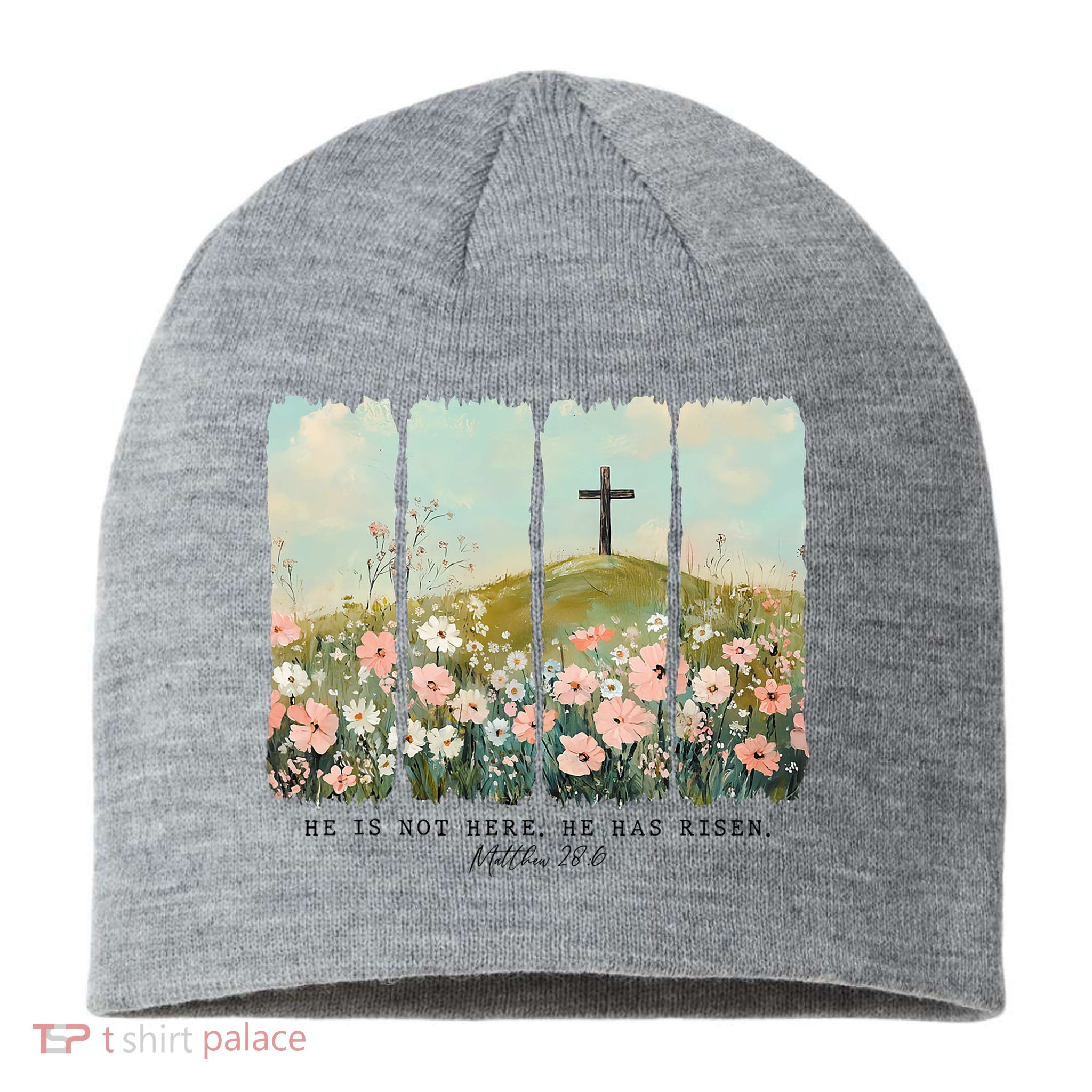 He Is Risen Christian Wildflower Happy Easter Sustainable Beanie