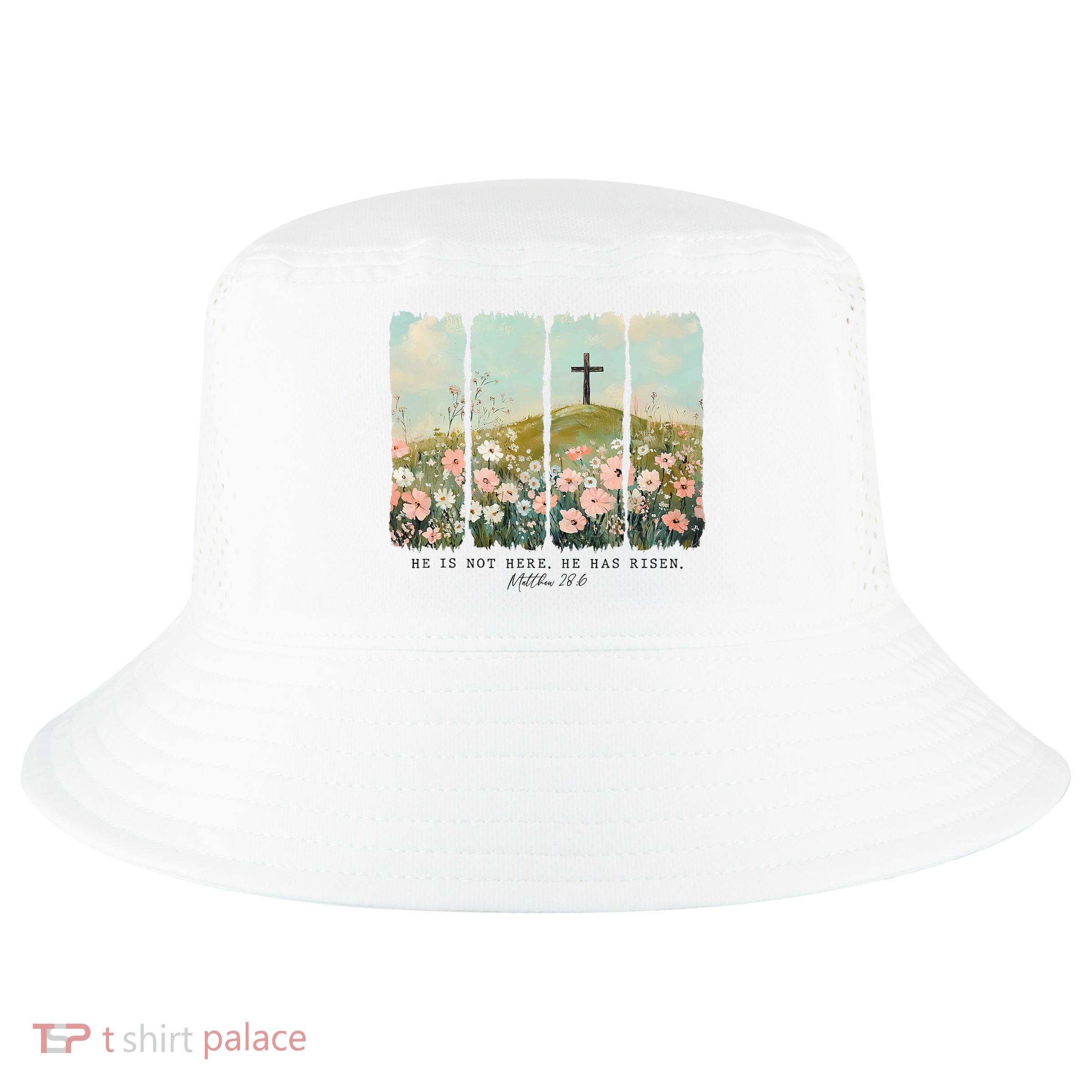 He Is Risen Christian Wildflower Happy Easter Cool Comfort Performance Bucket Hat