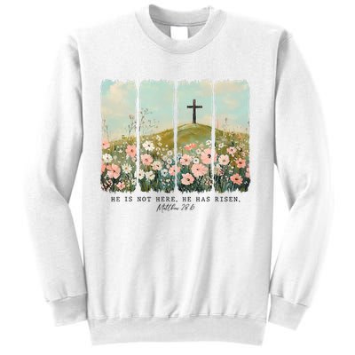 He Is Risen Christian Wildflower Happy Easter Sweatshirt