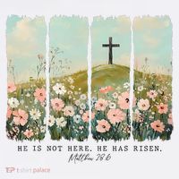 He Is Risen Christian Wildflower Happy Easter Tall T-Shirt