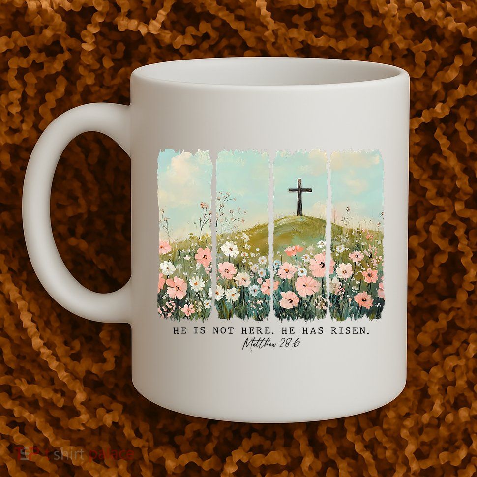 He Is Risen Christian Wildflower Happy Easter Mug