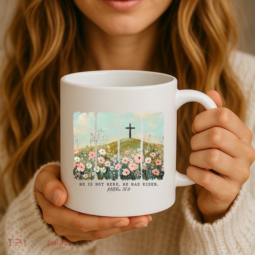 He Is Risen Christian Wildflower Happy Easter Mug