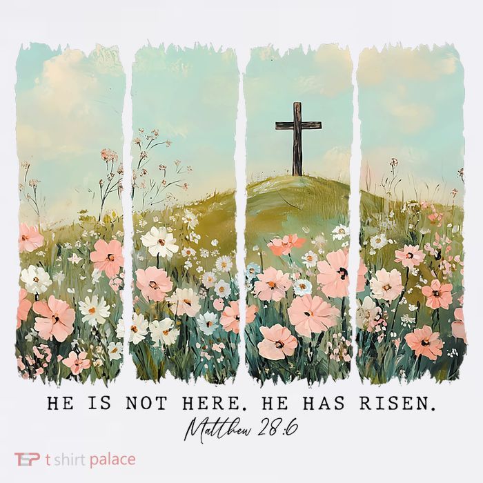 He Is Risen Christian Wildflower Happy Easter Flatbill Hat