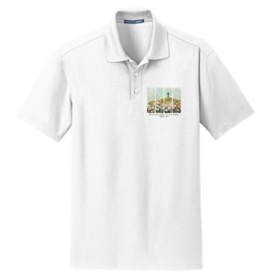 He Is Risen Christian Wildflower Happy Easter Dry Zone Grid Polo