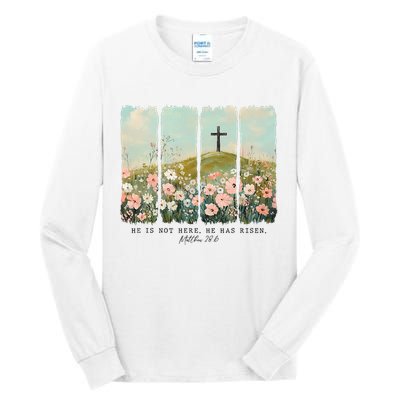 He Is Risen Christian Wildflower Happy Easter Tall Long Sleeve T-Shirt