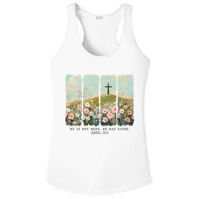 He Is Risen Christian Wildflower Happy Easter Ladies PosiCharge Competitor Racerback Tank