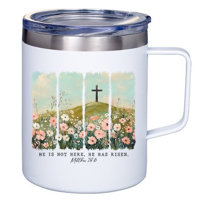 He Is Risen Christian Wildflower Happy Easter 12oz Stainless Steel Coffee Mug