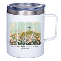 He Is Risen Christian Wildflower Happy Easter 12oz Stainless Steel Coffee Mug