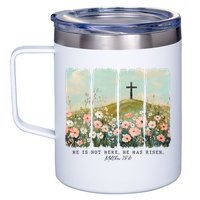 He Is Risen Christian Wildflower Happy Easter 12oz Stainless Steel Coffee Mug