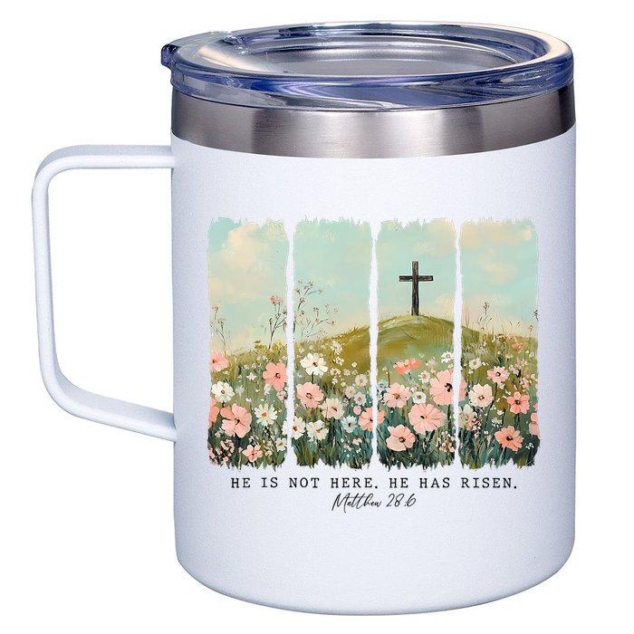 He Is Risen Christian Wildflower Happy Easter 12oz Stainless Steel Coffee Mug
