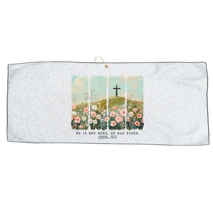 He Is Risen Christian Wildflower Happy Easter Large Microfiber Waffle Golf Towel