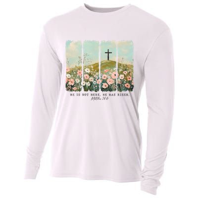 He Is Risen Christian Wildflower Happy Easter Cooling Performance Long Sleeve Crew