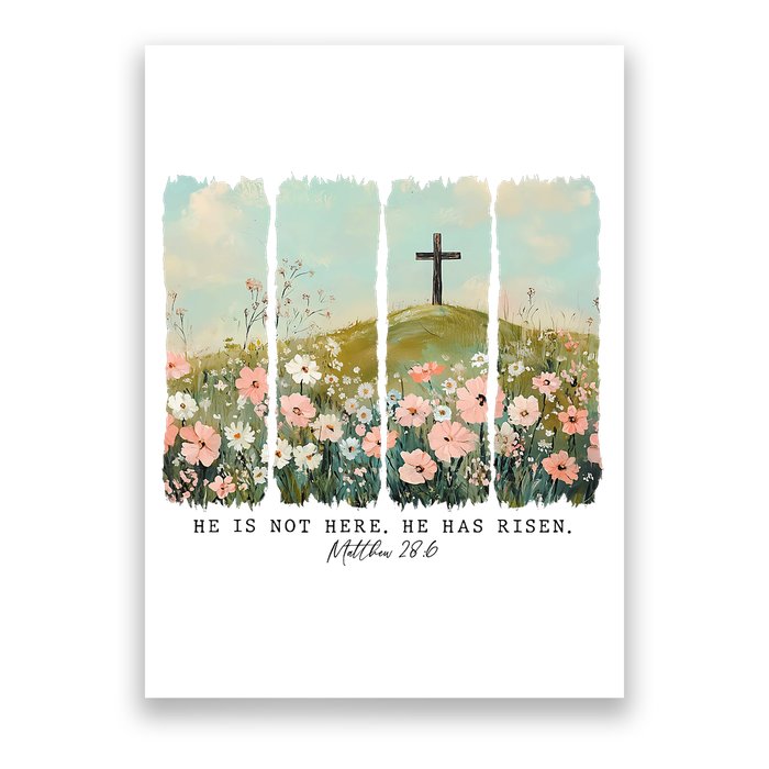 He Is Risen Christian Wildflower Happy Easter Poster