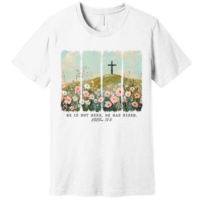 He Is Risen Christian Wildflower Happy Easter Premium T-Shirt