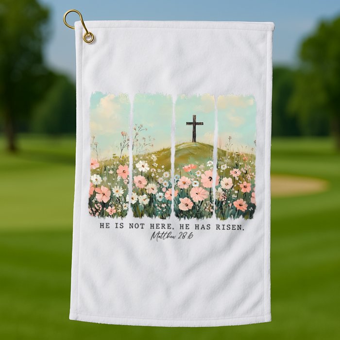 He Is Risen Christian Wildflower Happy Easter Golf Towel
