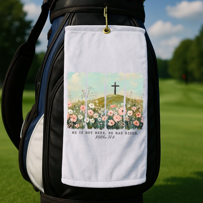 He Is Risen Christian Wildflower Happy Easter Golf Towel