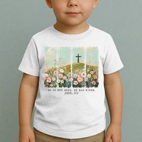 He Is Risen Christian Wildflower Happy Easter Toddler T-Shirt