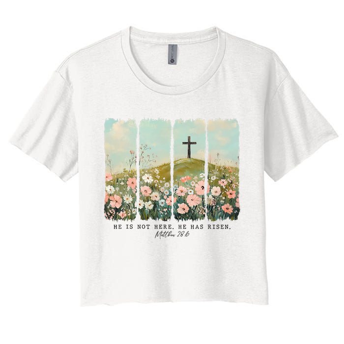 He Is Risen Christian Wildflower Happy Easter Crop Top