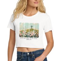 He Is Risen Christian Wildflower Happy Easter Crop Top