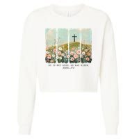 He Is Risen Christian Wildflower Happy Easter Cropped Pullover Crew