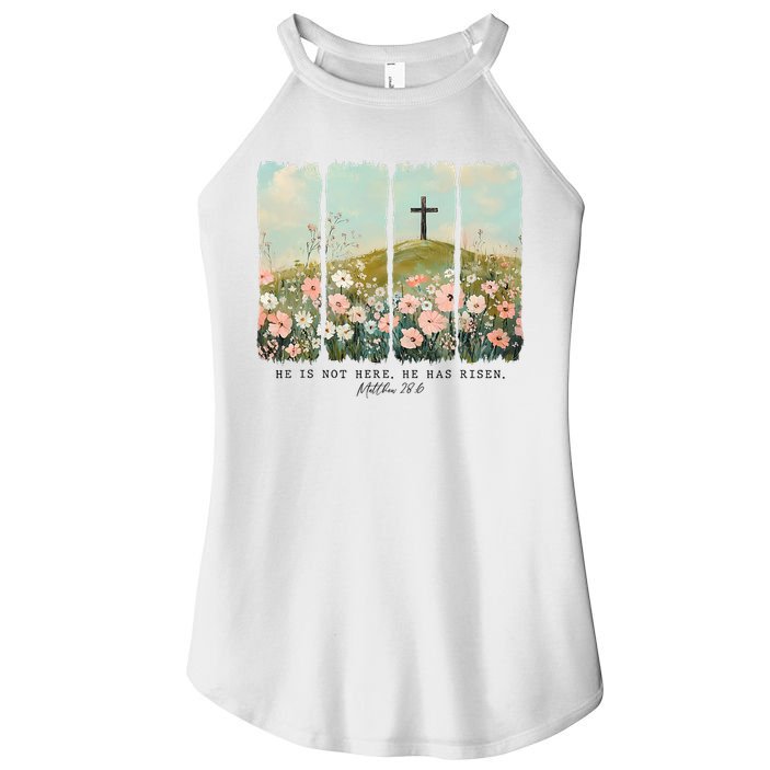 He Is Risen Christian Wildflower Happy Easter Women's Perfect Tri Rocker Tank