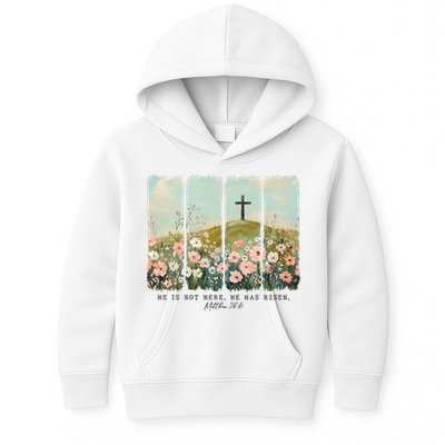 He Is Risen Christian Wildflower Happy Easter Kids Hoodie