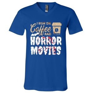 Halloween I Run On Coffee And Horror Movies Trick Or Treat Gift V-Neck T-Shirt