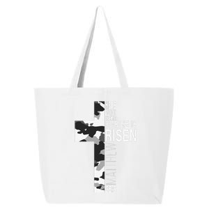 He Is Risen Christian Easter Bible Verse Camo Cross Graphic 25L Jumbo Tote