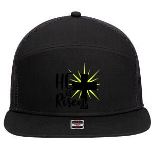 He Is Risen Jesus Christ Spiritual Bible Verse Easter Sunday Funny Gift 7 Panel Mesh Trucker Snapback Hat