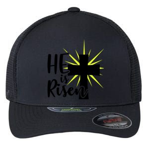 He Is Risen Jesus Christ Spiritual Bible Verse Easter Sunday Funny Gift Flexfit Unipanel Trucker Cap