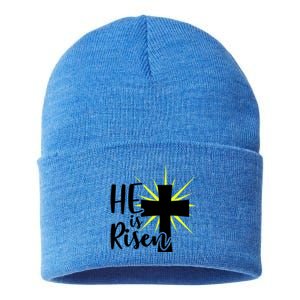 He Is Risen Jesus Christ Spiritual Bible Verse Easter Sunday Funny Gift Sustainable Knit Beanie