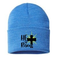 He Is Risen Jesus Christ Spiritual Bible Verse Easter Sunday Funny Gift Sustainable Knit Beanie