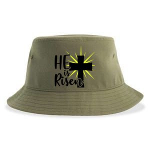 He Is Risen Jesus Christ Spiritual Bible Verse Easter Sunday Funny Gift Sustainable Bucket Hat