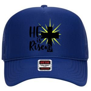 He Is Risen Jesus Christ Spiritual Bible Verse Easter Sunday Funny Gift High Crown Mesh Back Trucker Hat