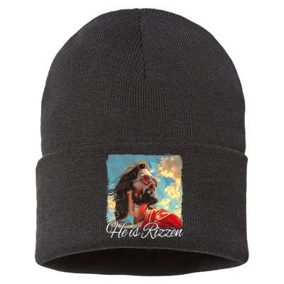 He Is Rizzen Jesus Sustainable Knit Beanie