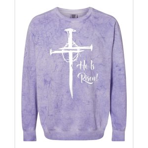 He Is Risen Cross Jesus Religious Easter Day Christians Colorblast Crewneck Sweatshirt