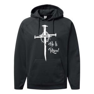 He Is Risen Cross Jesus Religious Easter Day Christians Performance Fleece Hoodie