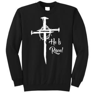 He Is Risen Cross Jesus Religious Easter Day Christians Sweatshirt