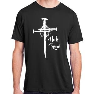 He Is Risen Cross Jesus Religious Easter Day Christians Adult ChromaSoft Performance T-Shirt