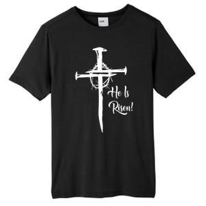 He Is Risen Cross Jesus Religious Easter Day Christians Tall Fusion ChromaSoft Performance T-Shirt