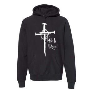 He Is Risen Cross Jesus Religious Easter Day Christians Premium Hoodie