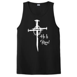 He Is Risen Cross Jesus Religious Easter Day Christians PosiCharge Competitor Tank