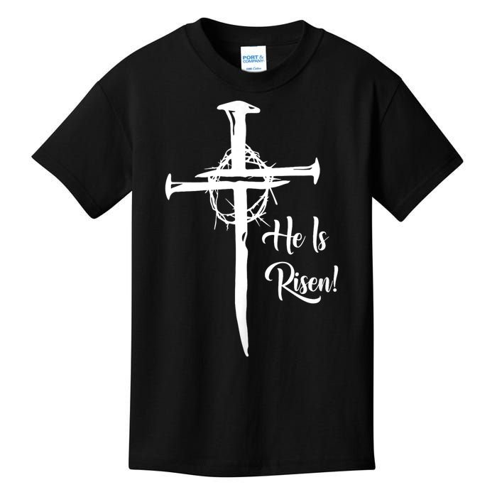 He Is Risen Cross Jesus Religious Easter Day Christians Kids T-Shirt