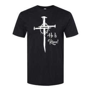 He Is Risen Cross Jesus Religious Easter Day Christians Softstyle CVC T-Shirt