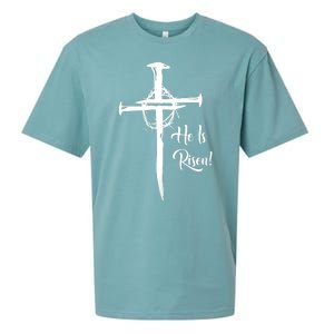 He Is Risen Cross Jesus Religious Easter Day Christians Sueded Cloud Jersey T-Shirt