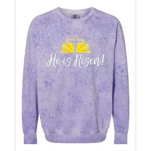 He Is Risen Christian Easter Cross Colorblast Crewneck Sweatshirt