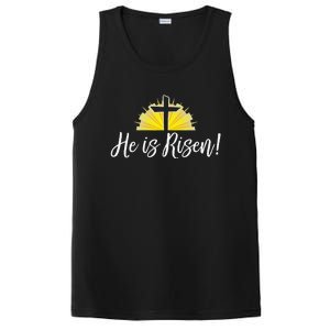 He Is Risen Christian Easter Cross PosiCharge Competitor Tank