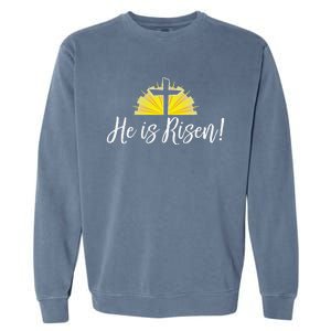 He Is Risen Christian Easter Cross Garment-Dyed Sweatshirt